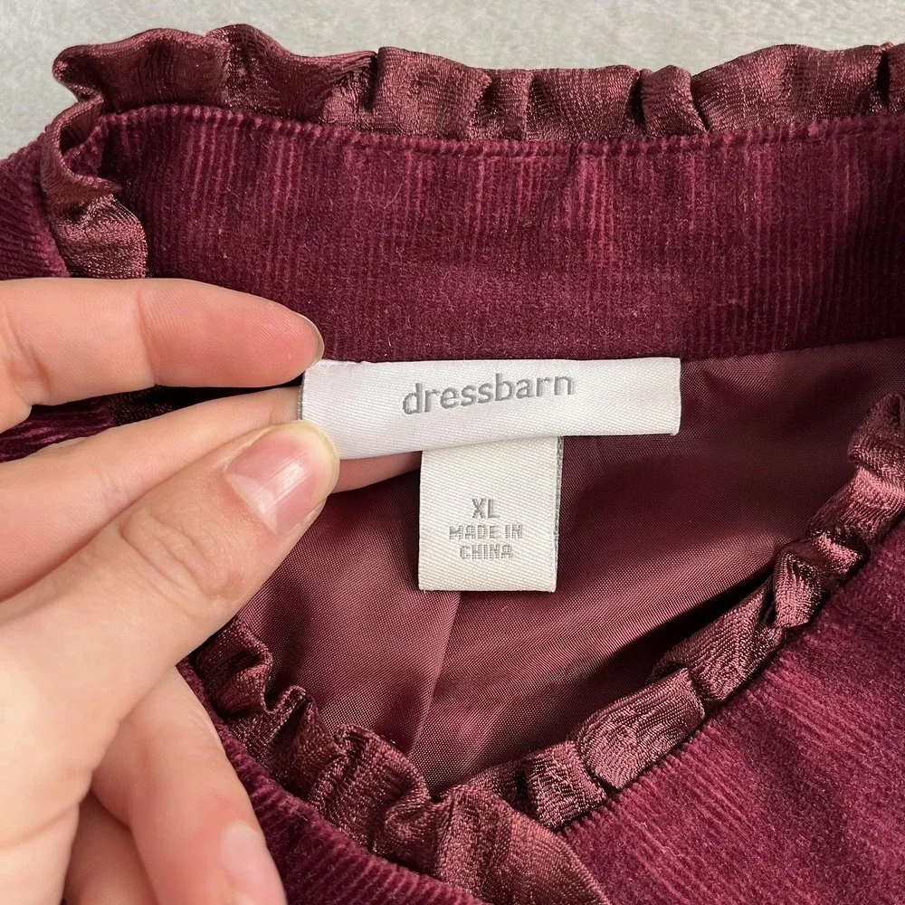 Dressbarn Blazer Womens XL Red Corduroy Ruffle Trim Button Front‎ Fairy Feminine
